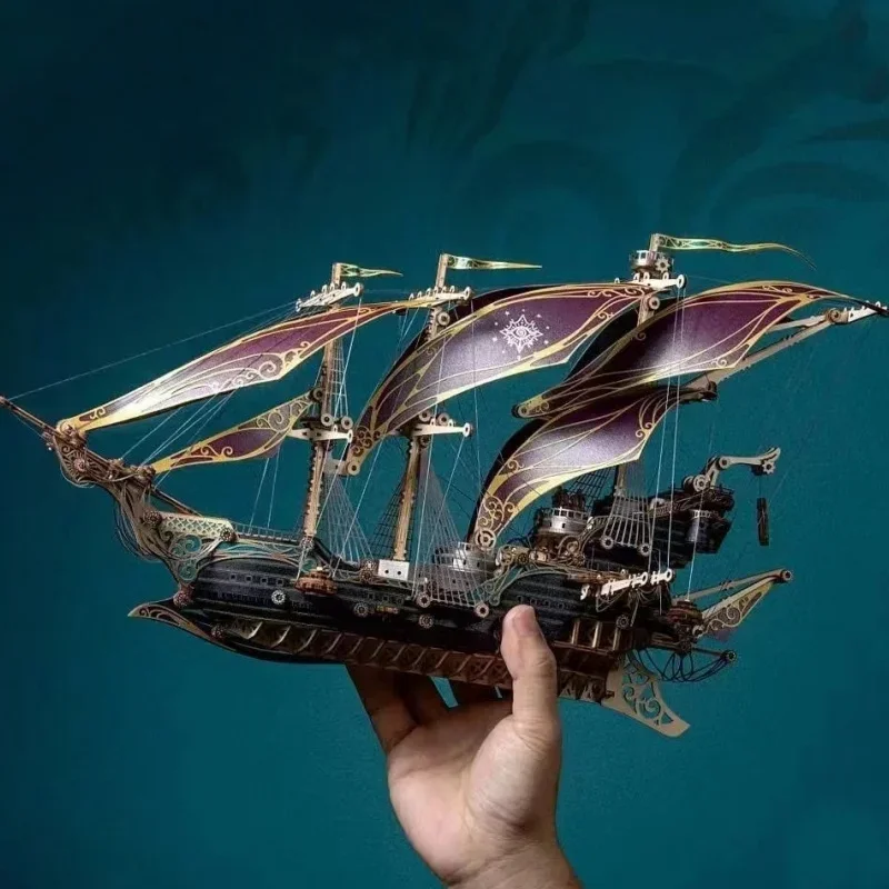 

DIY Wooden Mysteries Pirate Ship of Future 3D Puzzle Kits DIY Assembly Toy Steampunk Ornaments for Adults Kids Gift