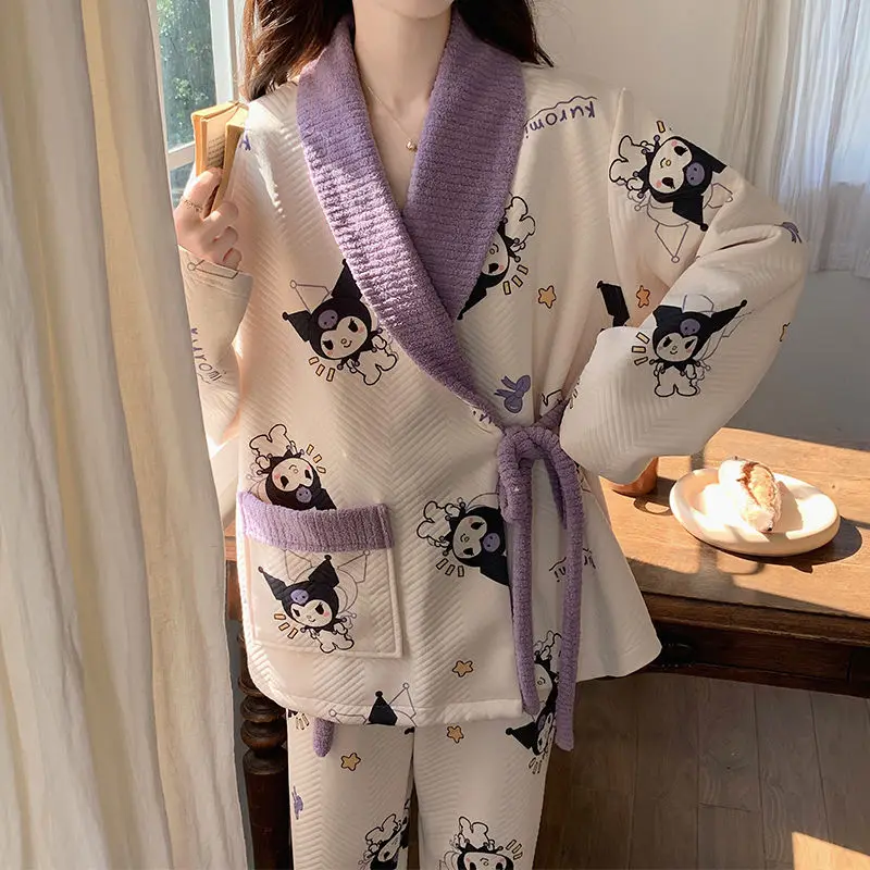 Kuromi Anime Cartoon Kawaii Pajamas Sweet Add Cotton Winter Keep Warm Thicken Pajama Pants Suit Women's The New Tracksuit 2023
Kuromi Anime Cartoon Kawaii Pajamas Sweet Add Cotton Winter Keep Warm Thicken Pajama Pants Suit Women's The New Tracksuit 2023