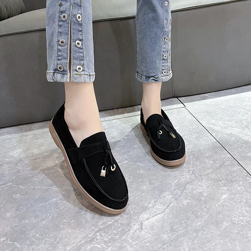 

New Faux Suede Loafers Women Slip-On Flats Shoes Spring Autumn Leather Ballets Shoes for Ladies Fashion Sneakers Woman Shoes