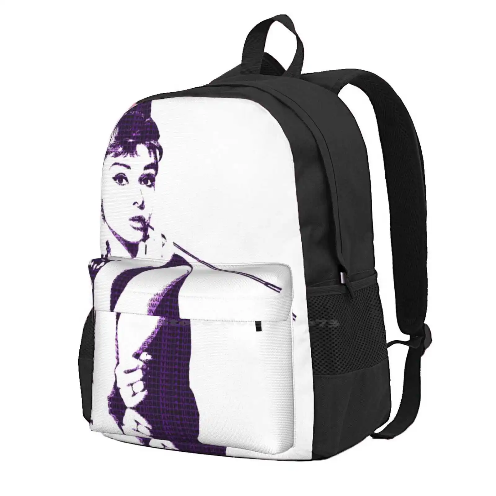 

Audrey Hepburn Breakfast At 2 Purple New Arrivals Unisex Bags Student Bag Backpack Audrey Hepburn Icon Pop Art Portrait Female