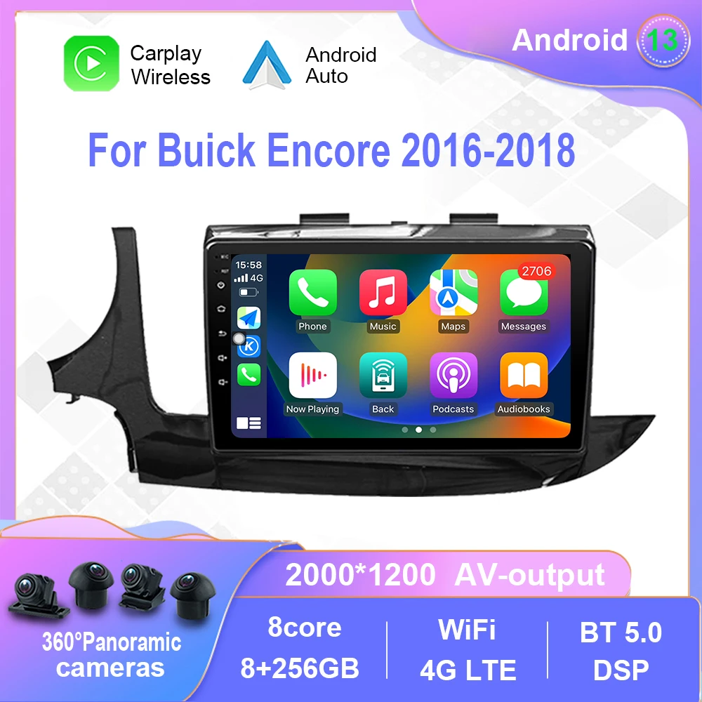 

Автомагнитола на Android 12,0 для Buick Encore 2016-2018, мультимедийный видеоплеер, навигация, стерео, GPS, Carplay, 4G, WiF, 2din, 2 din, dvd