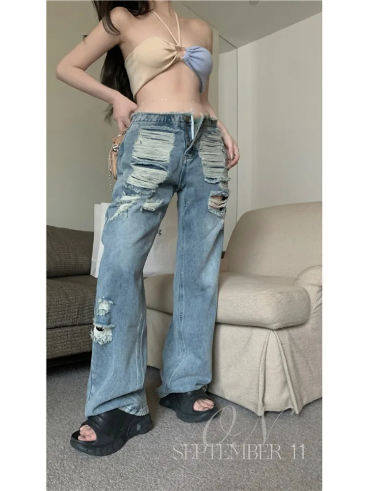 

Straight Leg Jeans For Women In Spring 2024, New Fashionable Denim Pants Design Loose Fitting High Waisted Wide Leg Jeans