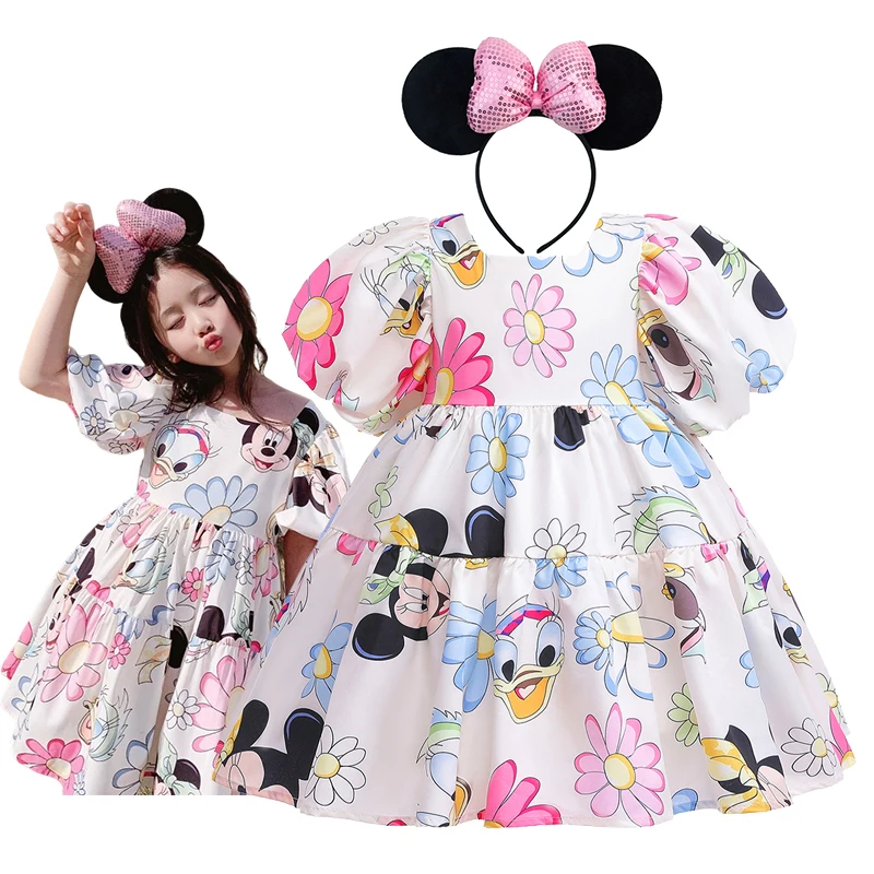 

Disney Fantasy Minnie Mickey Dress Summer Fancy Baby Girl Costume New Year Carnival Polka Dot Tutu Clothes 1 to 8 Year Kids Wear