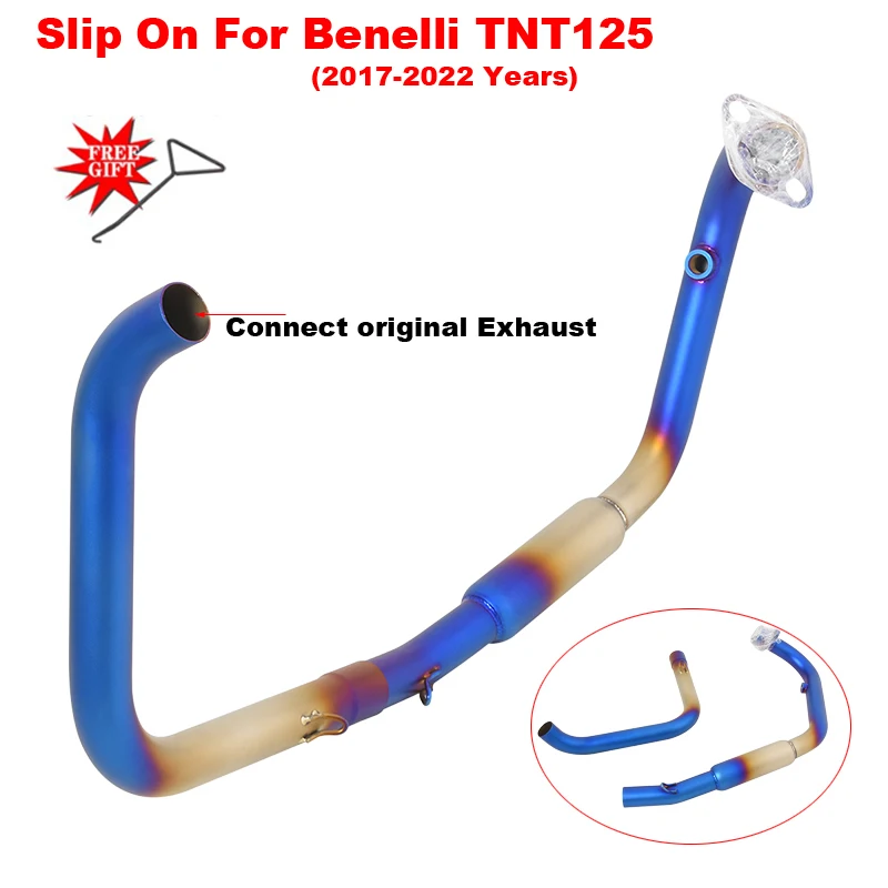 

Slip-On For Benelli TNT125 TNT 125 2017 - 2022 Motorcycle Exhaust System Modify Front Mid Link Pipe Connecting 51mm Escpae Moto