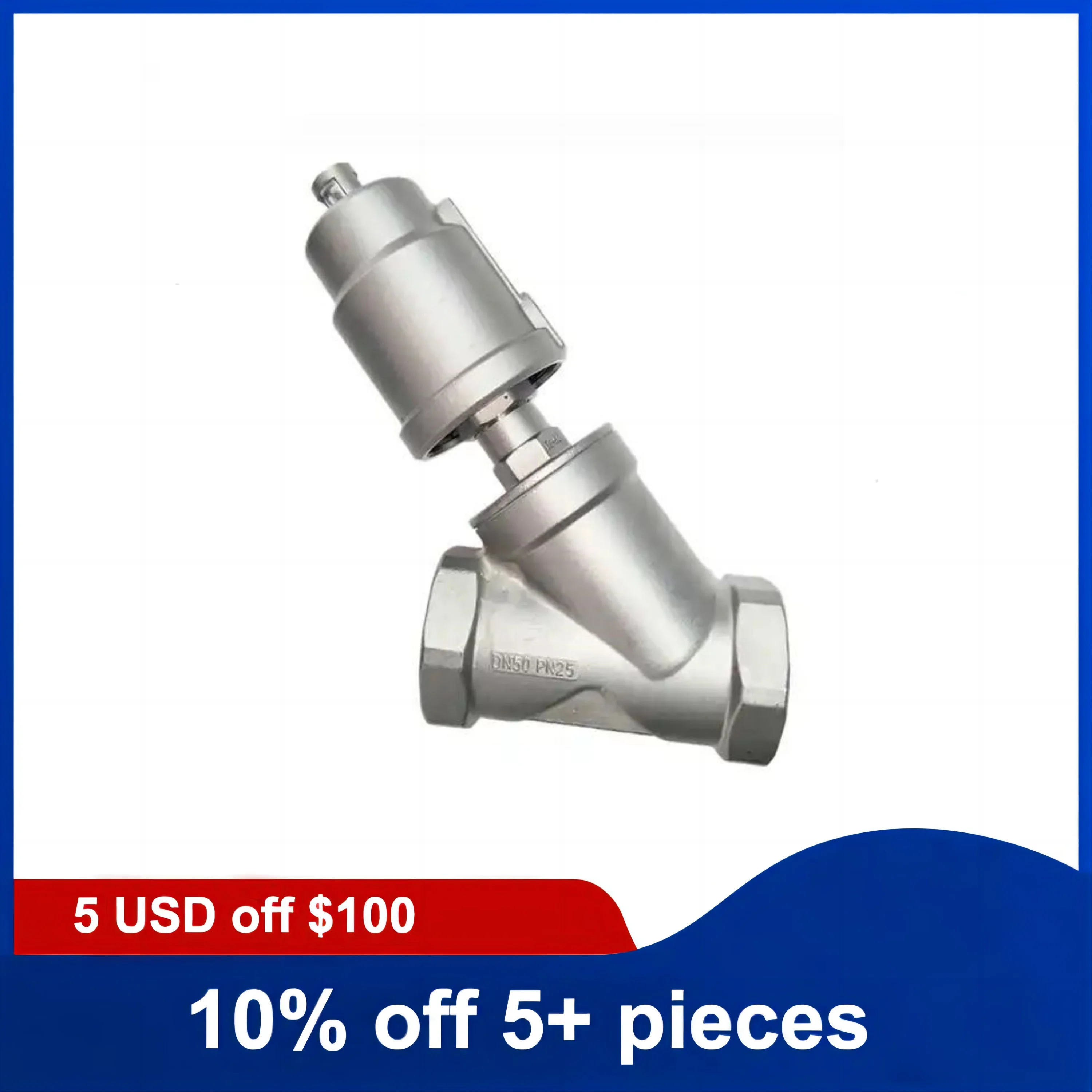 

DN10 304 Stainless Steel Pneumatic Seat Valve 16bar for Steam Gas Oil Normally Closed Angle Seat Valve Pneumatic