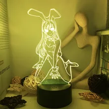 

3D Illusion Led Nightlights ANIME Light Lamp Multi Color Changing Lampara BUNNY GIRL SENPAI MAI SAKURAJIMA KAWAII For Xmas Gift