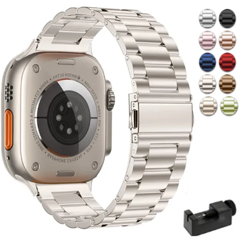 Stainless Steel Strap for Apple Watch band Ultra 2 45mm 49mm 44mm 38-40mm-41mm Metal link Bracelet iWatch serie 9 8 7 6 5 4 3 SE
Stainless Steel Strap for Apple Watch band Ultra 2 45mm 49mm 44mm 38-40mm-41mm Metal link Bracelet iWatch serie 9 8 7 6 5 4 3 SE