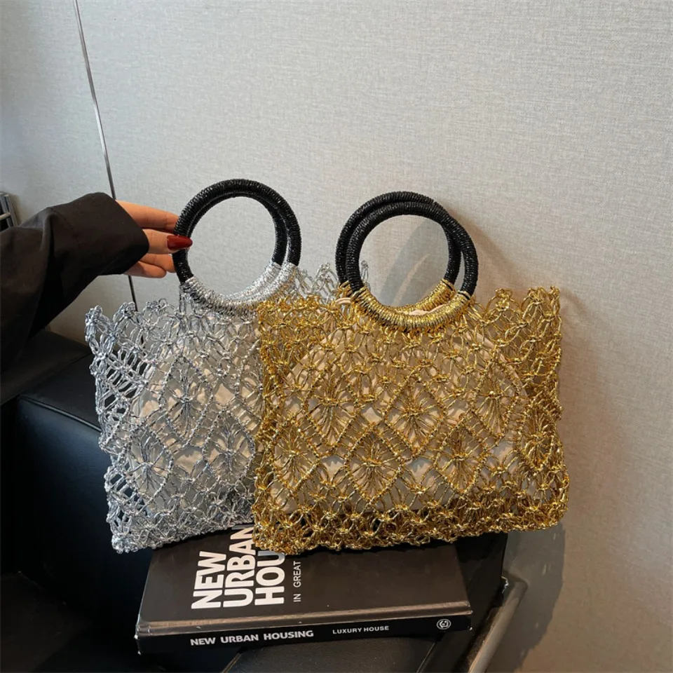 Luxury Woven Round Handle Bag - Designer Eco-Friendly Hollow-Out Handbag 1 Sdf3725dfd45b4d67967db659d8f9f57cM