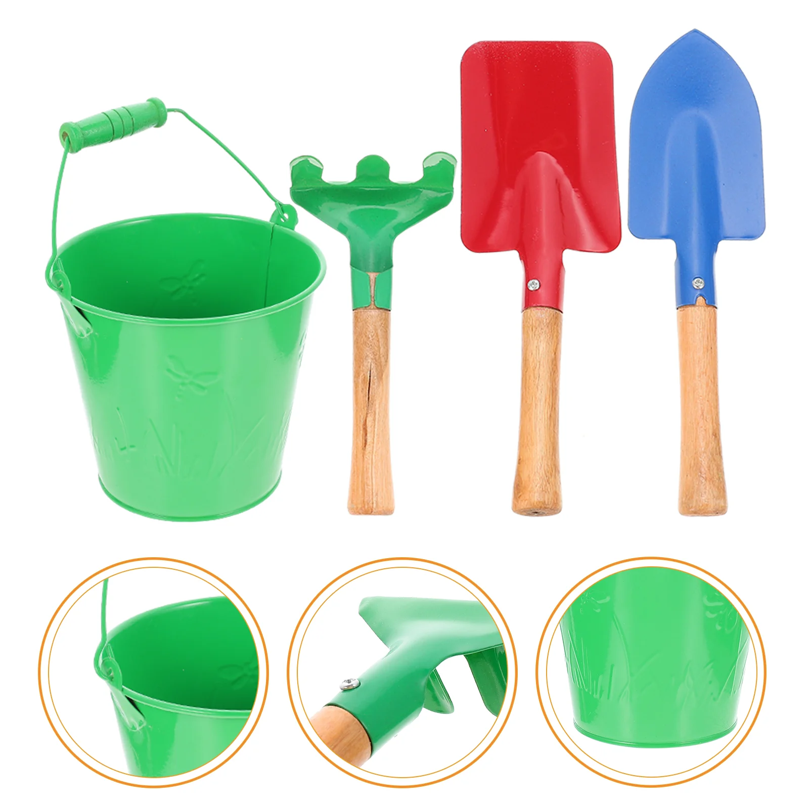 

Gardening Sand Toys Kids Shovels Tool for Children Hand Tools Planting Playing with Beach Bucket Wood Toddler Rake