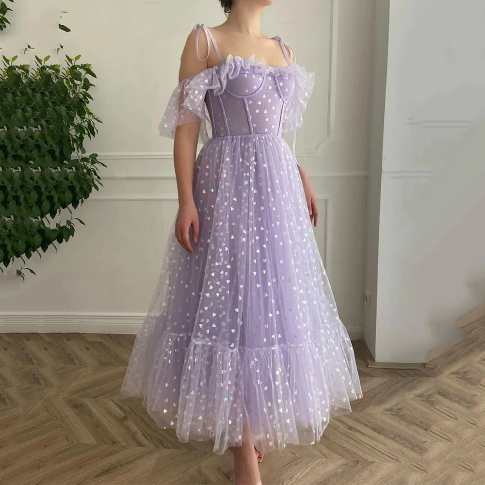 Elegant Prom Dress Spaghetti Straps Off the Shoulder Short Sleeve Women Banquet Event Tea-Length A-Line Open Back Zipper Gowns
Elegant Prom Dress Spaghetti Straps Off the Shoulder Short Sleeve Women Banquet Event Tea-Length A-Line Open Back Zipper Gowns