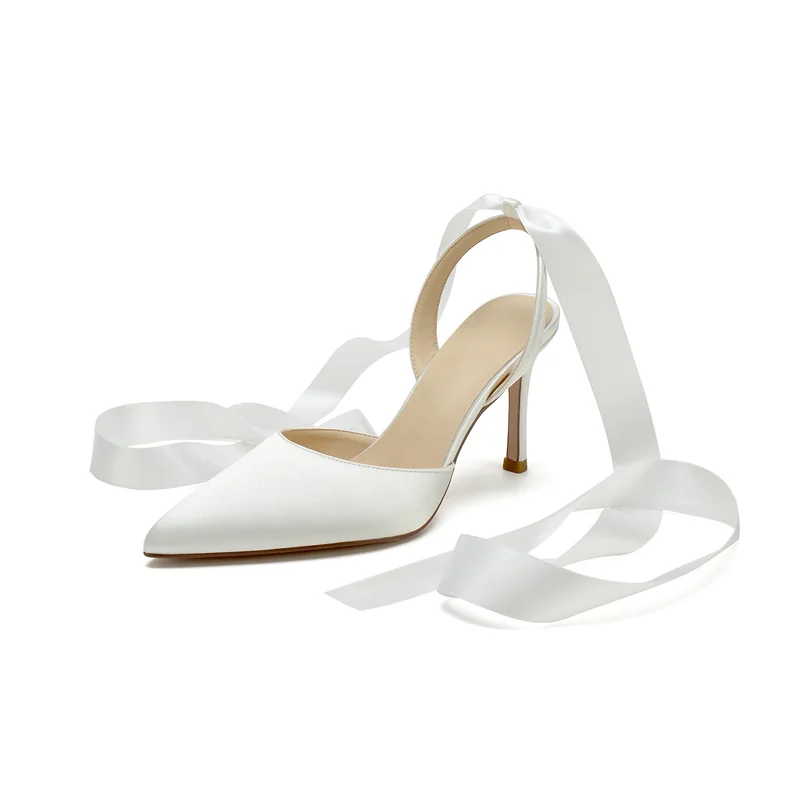 Satin Ribbon High Heel Wedding Shoes for Bride Pointed Toe Formal Party Dressy Heels Bridal Pumps Women Heeled Sandals
Satin Ribbon High Heel Wedding Shoes for Bride Pointed Toe Formal Party Dressy Heels Bridal Pumps Women Heeled Sandals