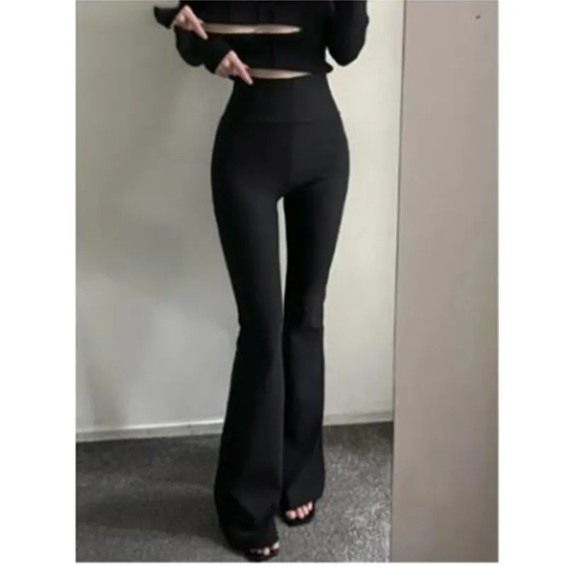 

2023 Korean Fashion Vintage Slim Autumn Bell Bottoms High Waist Casual Flare Pants Female Fahsion Sweet Trousers Sports Pants