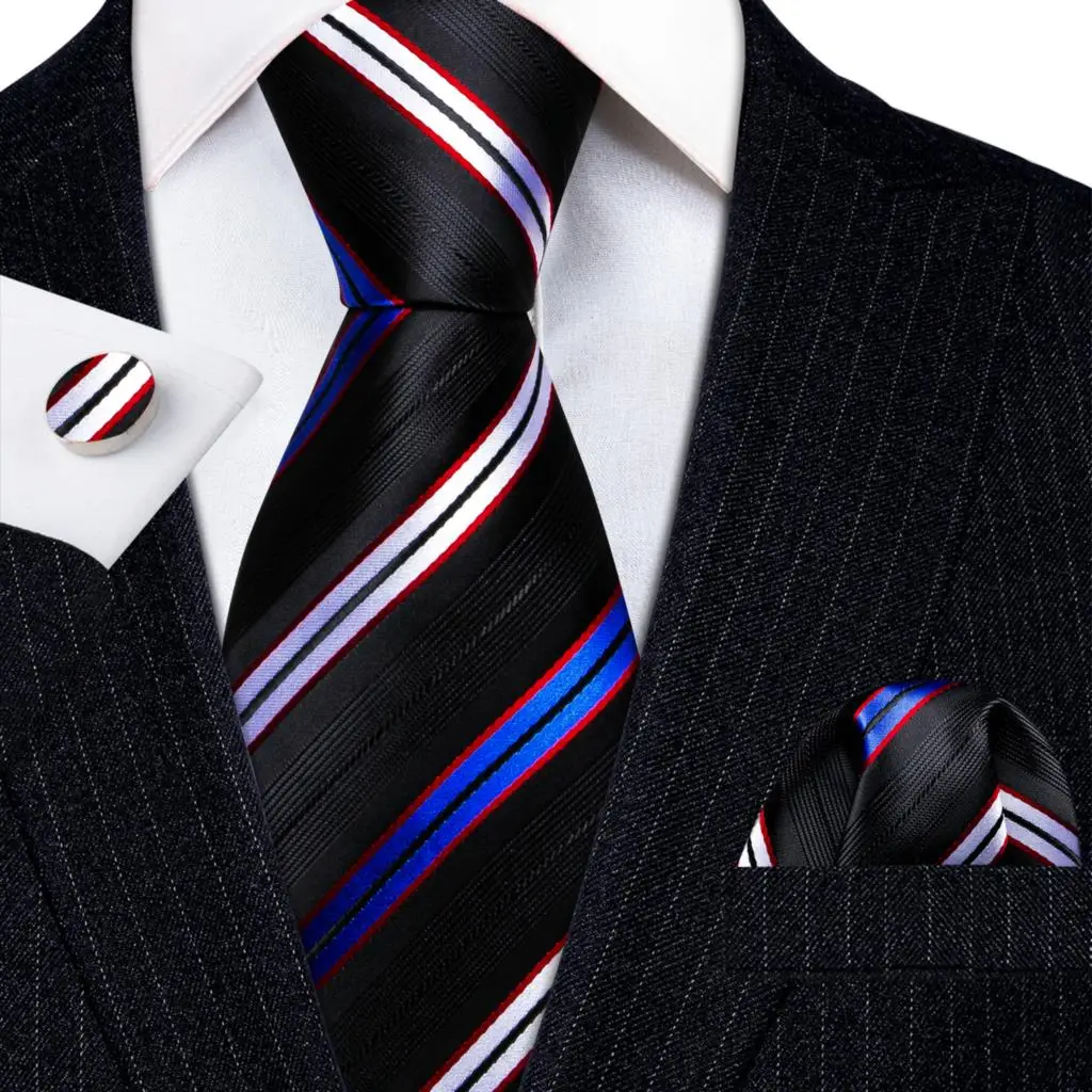 Luxury Silk Men Tie Set Black Blue White Striped Red Purple Gold Gray Necktie Hanky Cufflinks Set Corbatas Barry·Wang 6142
Luxury Silk Men Tie Set Black Blue White Striped Red Purple Gold Gray Necktie Hanky Cufflinks Set Corbatas Barry·Wang 6142