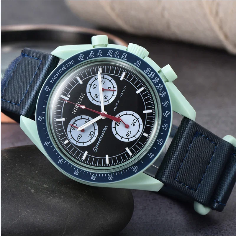 

Mens Watches Bioceramic Planet Moon Full Function Quarz Chronograph Watch Mission To Mercury Nylon Luxury Watch Limited Edition