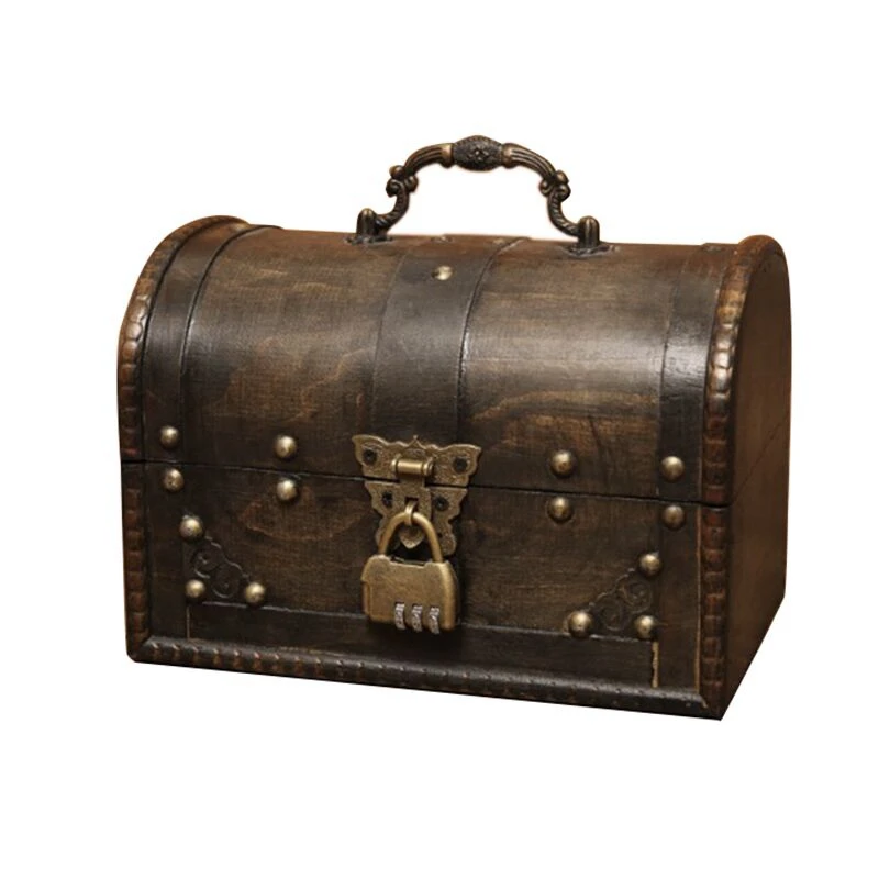 

Шикарная деревянная коробка для хранения пиратских украшений, Женская винтажная коробка для хранения сокровищ, большой деревянный Органайзер
