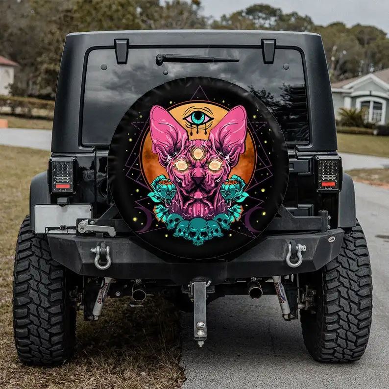 Halloween Decoration For Car, Trippy Psychedelic Sphinx Spare Tire Cover, Black Cat RV Tire Cover, Car Accessories For Women, Ca 
Halloween Decoration For Car, Trippy Psychedelic Sphinx Spare Tire Cover, Black Cat RV Tire Cover, Car Accessories For Women, Ca