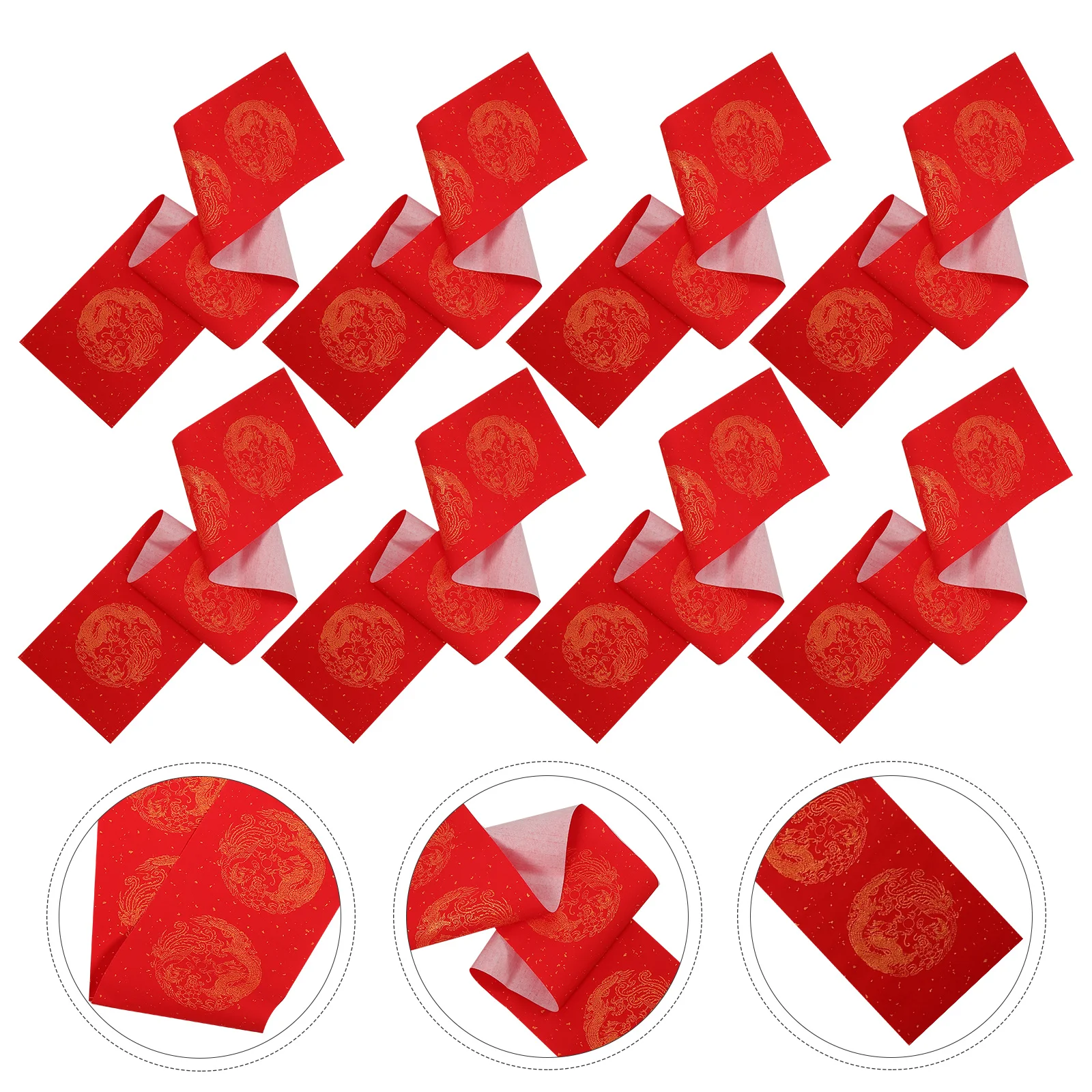 

5 Sets Calligraphy Couplet Red Paper Blank Calligraphy Paper New Year Blank Rice Paper