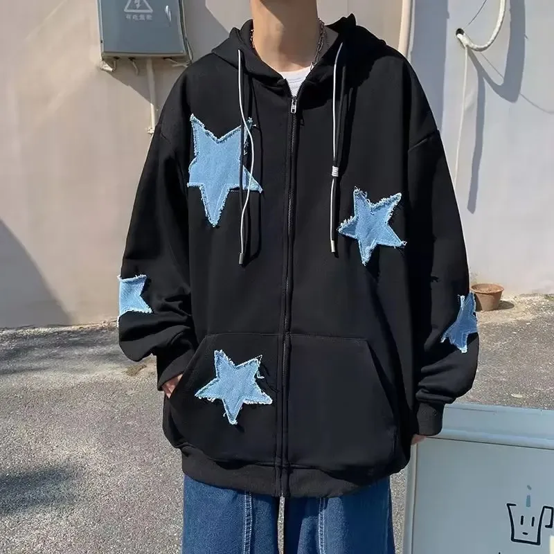 American Retro Star Print Hoodie with Men's and Women's Trendy High Street Loose Couple Cardigan Jacket
American Retro Star Print Hoodie with Men's and Women's Trendy High Street Loose Couple Cardigan Jacket