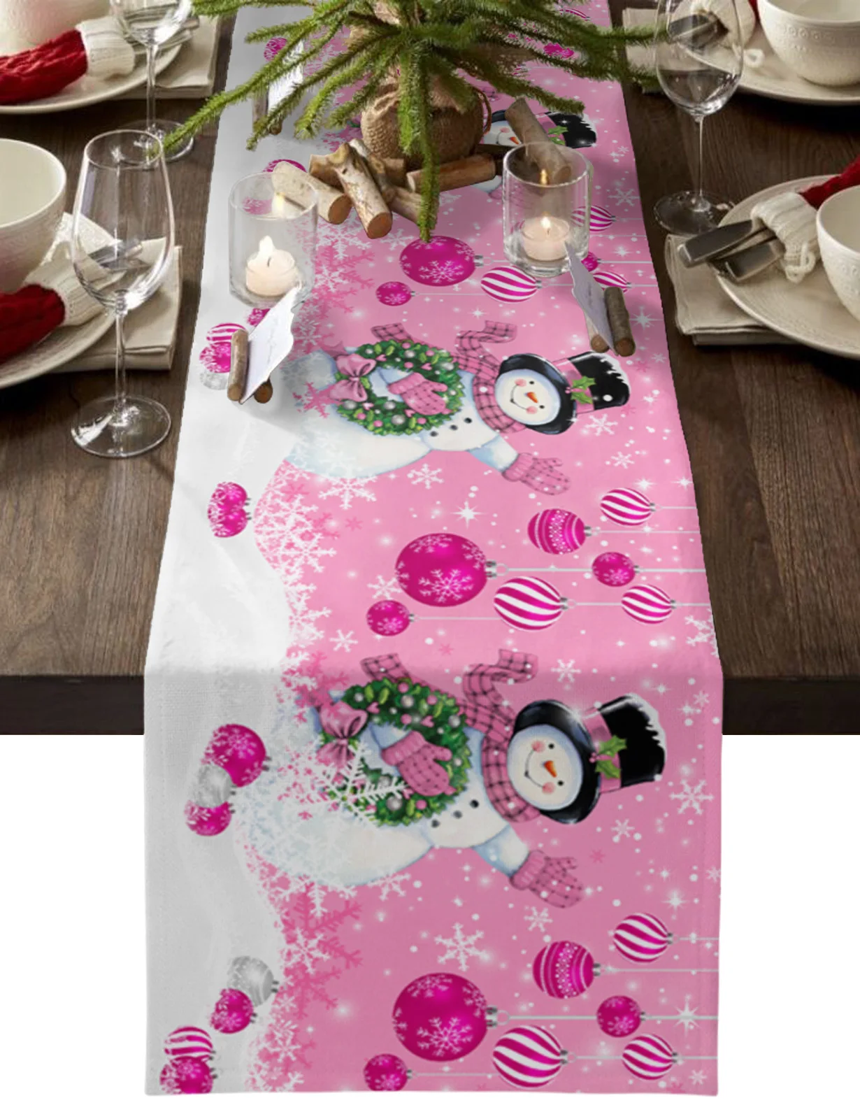 

Розовый Снеговик Рождественский шар снежинка домашний декор скатерть свадебное украшение скатерть кухонный стол скатерти