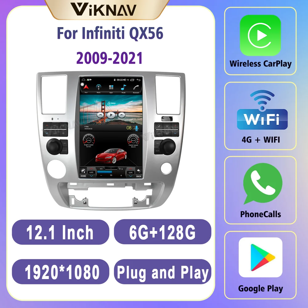 8 Core 6+128G 12.1 Inch Car Radio For Infiniti QX56 2009-2010 Plug and Play 1080P Navigation GPS 360 View 4G Network Bluetooth
8 Core 6+128G 12.1 Inch Car Radio For Infiniti QX56 2009-2010 Plug and Play 1080P Navigation GPS 360 View 4G Network Bluetooth
