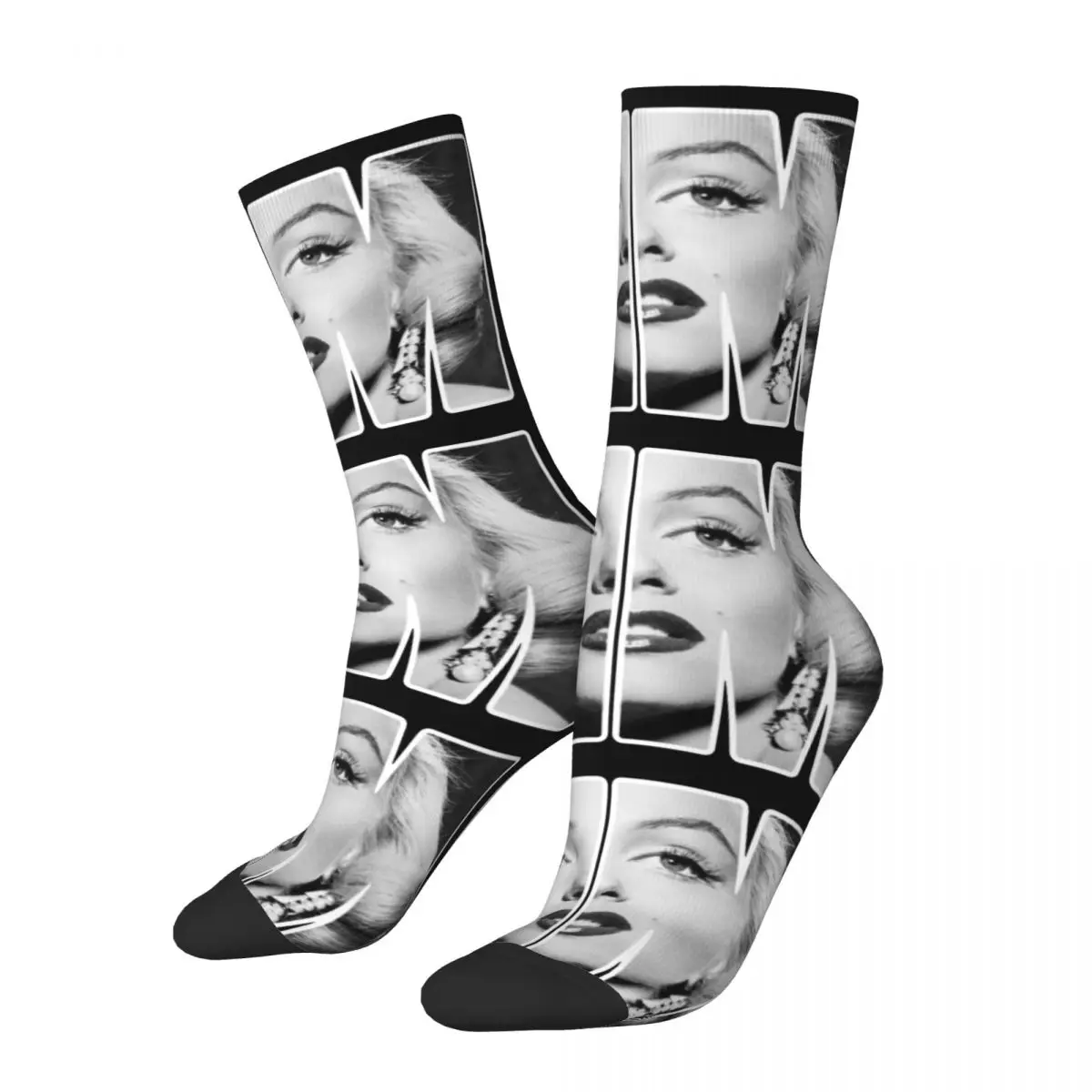 

Crazy Design Marilyn Monroe Soccer Socks Sexy Blondes Vintage Polyester Middle Tube Socks for Women Men Breathable