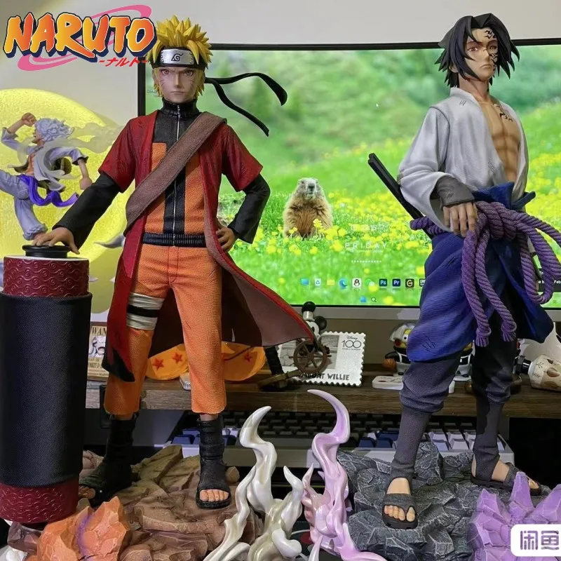 

42cm Anime Naruto Action Figure Gk Uzumaki Naruto Uchiha Sasuke Figure Sword Of Kusanagi Figurine Gift Toy Pvc Collection Model