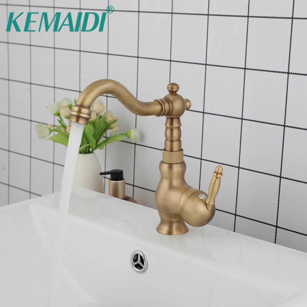 

KEMAIDI Bathroom Basin Sink Faucet D360 Swivel ouble Handles Retrol Torneira Cozinha Vessel Tap Hot Cold Water Mixer Faucets