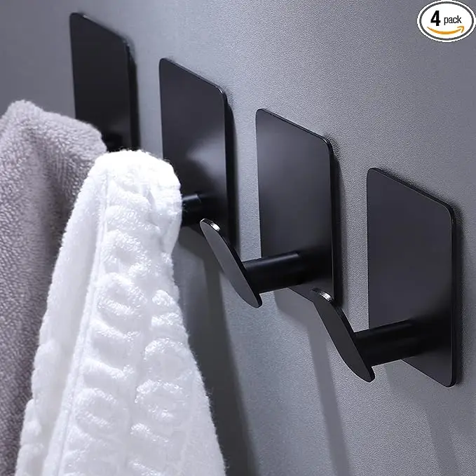 4PCS Self-Adhesive Bathroom Hooks Strong Adhesion Towel Hook Matte Black Classy Appearance for Wardrobe Bathroom Kitchen Storage
4PCS Self-Adhesive Bathroom Hooks Strong Adhesion Towel Hook Matte Black Classy Appearance for Wardrobe Bathroom Kitchen Storage
