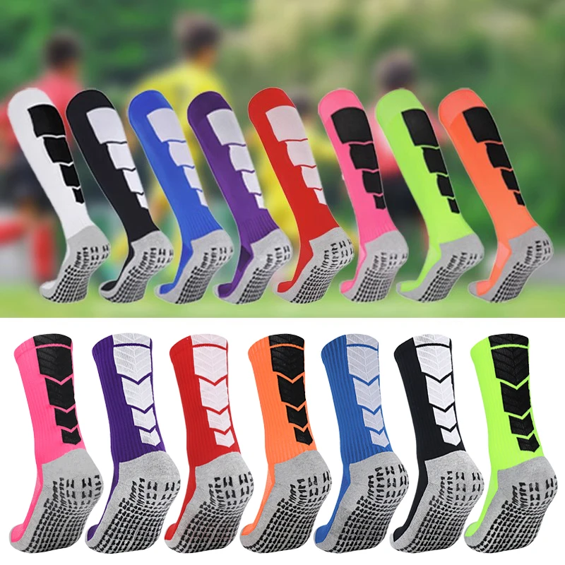 

2021 Non-Slip Football Socks Adults Athletic Long Absorbent Sports Grip Sock For Soccer Volleyball Running Knee Length Stockings