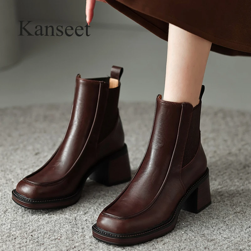 Kanseet Vintage Short Boots For Women Round Toe Elastic Genuine Leather 6.5cm High Heel Lady Ankle Boot 2023 Autumn Winter Shoes
Kanseet Vintage Short Boots For Women Round Toe Elastic Genuine Leather 6.5cm High Heel Lady Ankle Boot 2023 Autumn Winter Shoes