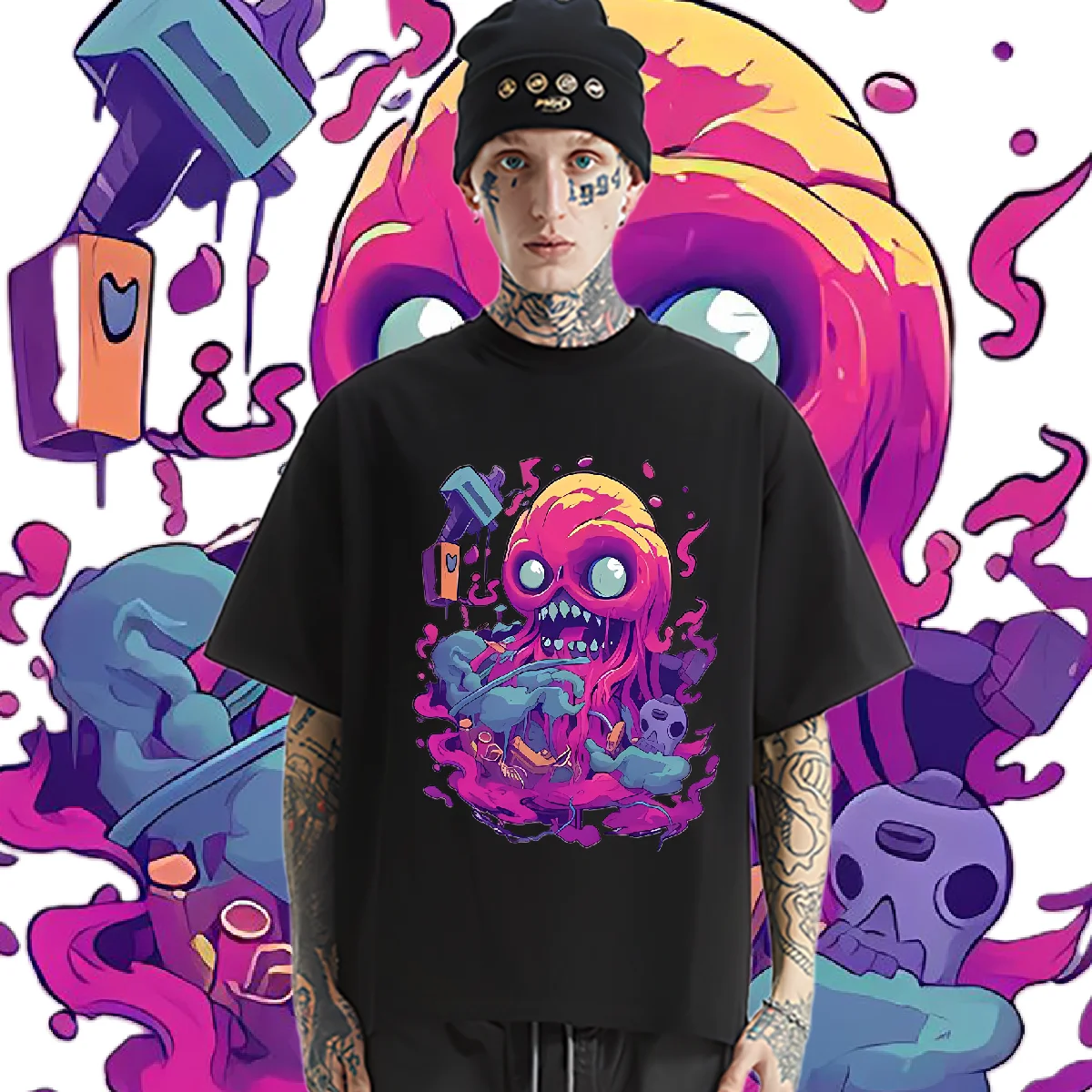 Pink Horror Octpus T-shirt Short Sleeve O-Neck Shirt Hip Hop Style Men's Tee High Quality Clothes Causal Oversize Tops
Pink Horror Octpus T-shirt Short Sleeve O-Neck Shirt Hip Hop Style Men's Tee High Quality Clothes Causal Oversize Tops