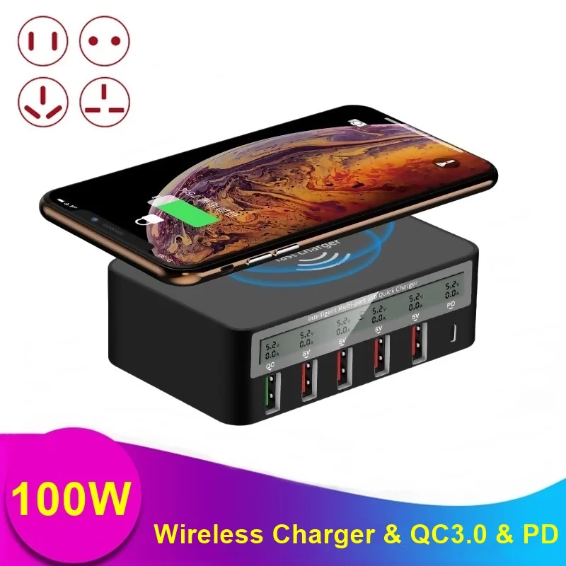 Tongdaytech 100W Multi USB Charger 5 Port USB LCD Display PD 20W QC 3.0 Wireless Charger For Iphone 11 12 13 Samsung S22 Xiaomi
Tongdaytech 100W Multi USB Charger 5 Port USB LCD Display PD 20W QC 3.0 Wireless Charger For Iphone 11 12 13 Samsung S22 Xiaomi