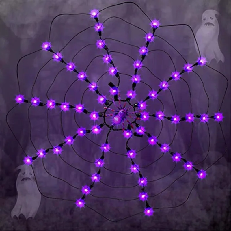 Halloween Spider Web LED Lights Outdoor Courtyard Garden Spider Fear Props Decorative Purple String Light with Remote Control
Halloween Spider Web LED Lights Outdoor Courtyard Garden Spider Fear Props Decorative Purple String Light with Remote Control