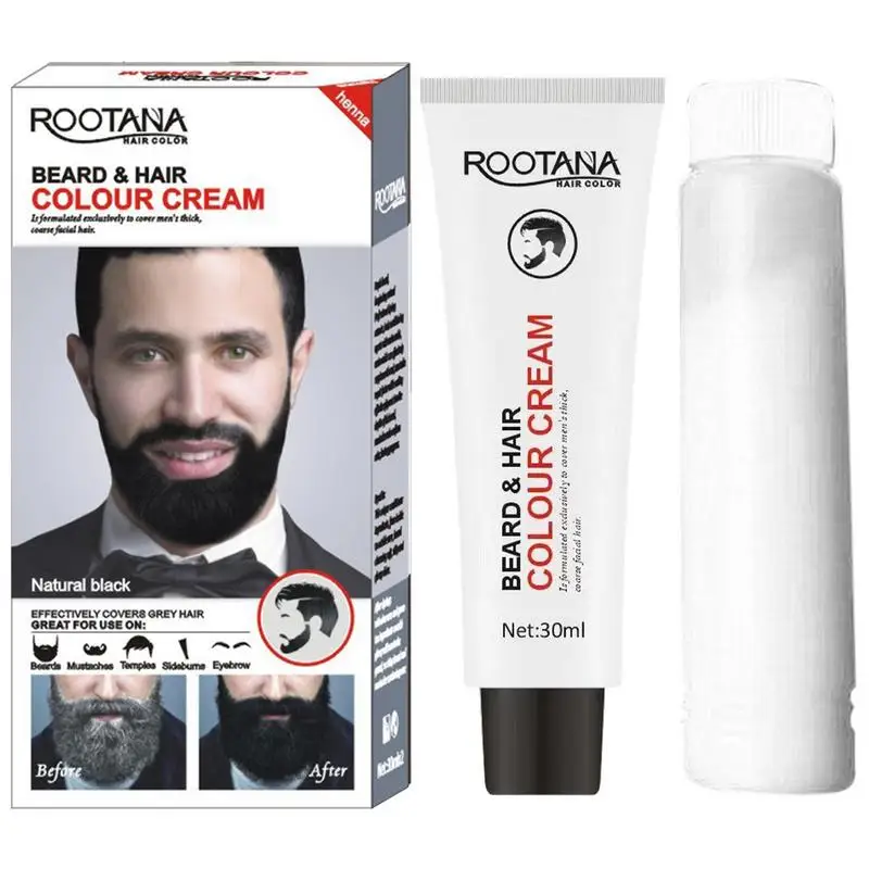 

Mens Beard Dye Cream Black Hair Color Dye Hair Shampoo Beard Coloring Shampoo For Men 60ML Natural Long-Lasting Mustache Dye Kit