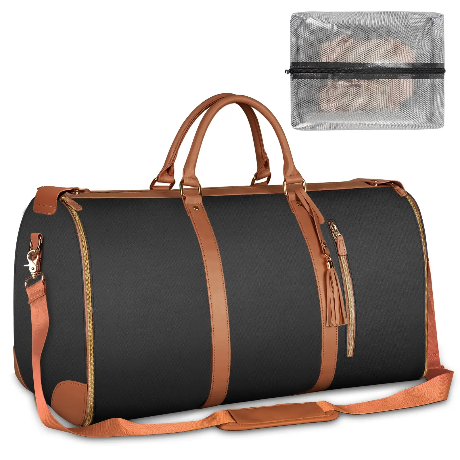 

Convertible Garment Bag: Large Carry-On Weekend Duffle with Shoe Compartment. 2-in-1 Hanging Suitcase Set - Ideal Women's Gift