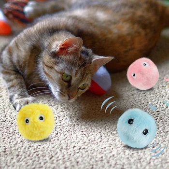 Acessórios para Brinquedos de Gato: O Brinquedo Ideal para Estimular e Divertir Seu Gato 7 3Pcs Smart Cat Toys with 3 Animal Chirping Sounds Interactive Ball Plush Electric Training Toy Kitten Touch Sounding Squeak Toy