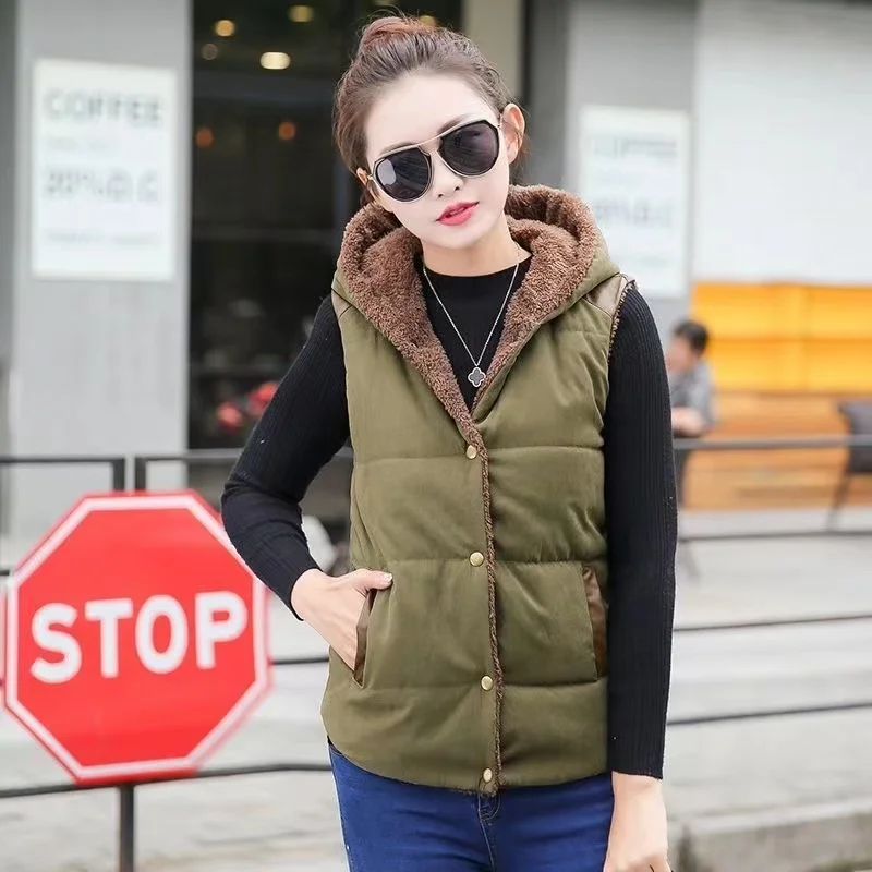 Women Vest Jacket Plus Velvet Thickening Coat Autumn Winter New Coral Fleece Short Vest Women Hooded Jacket Mujer 2023
Women Vest Jacket Plus Velvet Thickening Coat Autumn Winter New Coral Fleece Short Vest Women Hooded Jacket Mujer 2023