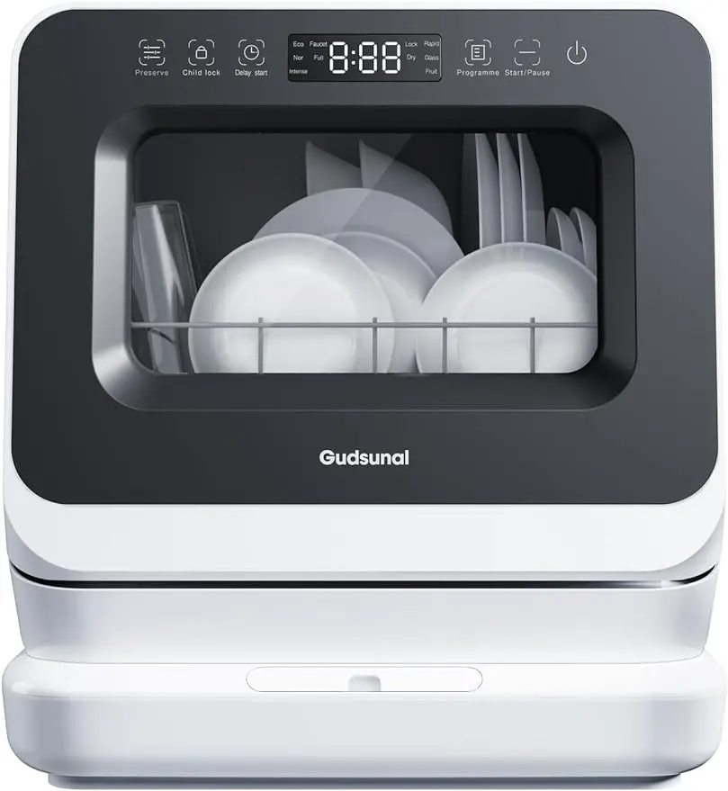 Portable Countertop Dishwasher, 7L Detachable Water Tank, 6 Programs,No Hookup Needed, 192℉ HI-Temp Hygiene, Hybrid Drying & Pre
Portable Countertop Dishwasher, 7L Detachable Water Tank, 6 Programs,No Hookup Needed, 192℉ HI-Temp Hygiene, Hybrid Drying & Pre