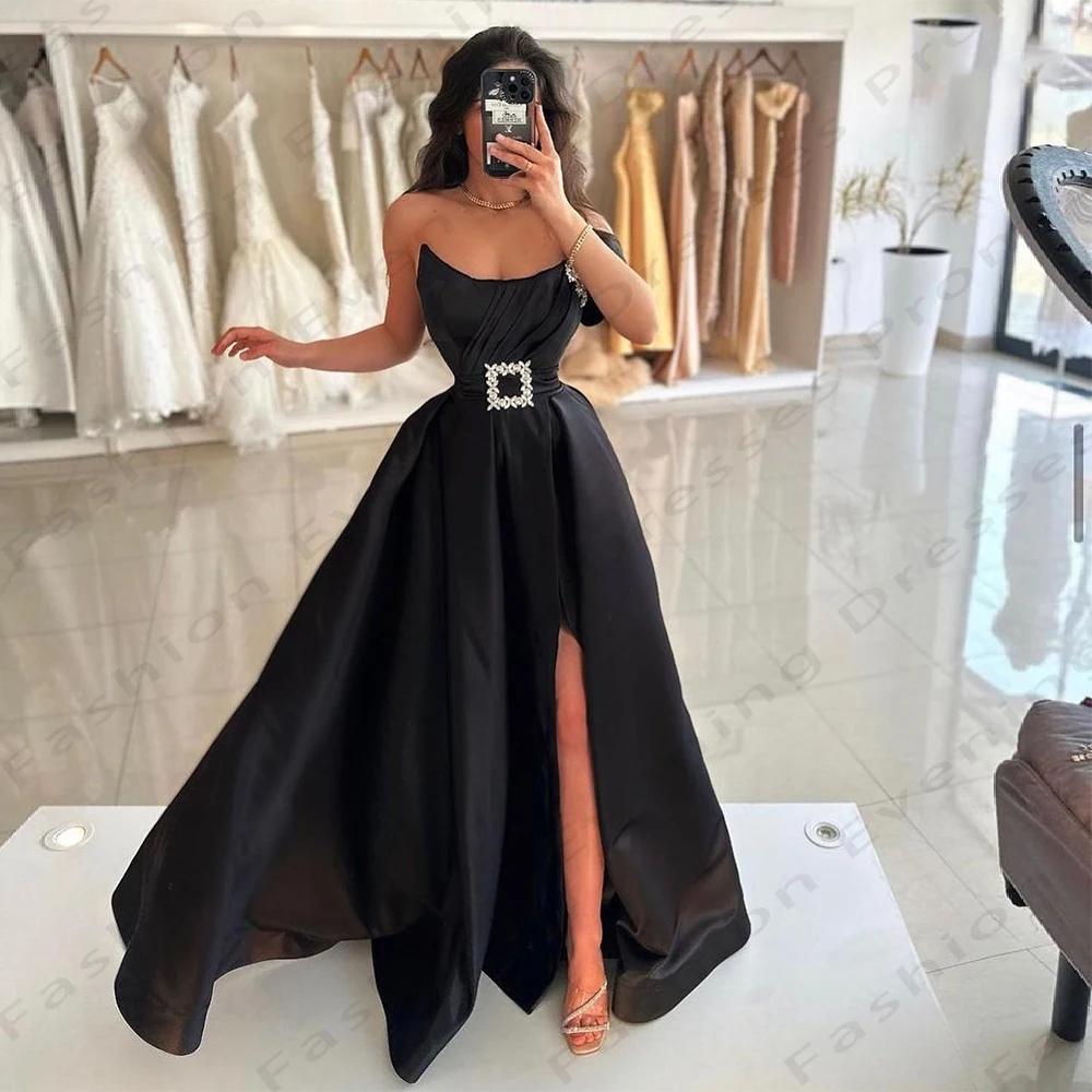 

Elegant Party Evening Dresses For Women Luxury Sexy Mermaid Off The Shoulder Sleeveless High Slit Fluffy Mopping New Prom Gowns