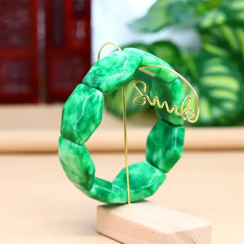 

Jade Bracelets for Women Talismans Beaded Gemstone Stone Bangle Natural Emerald Charms Green Bangles Carved Jasper Jewelry