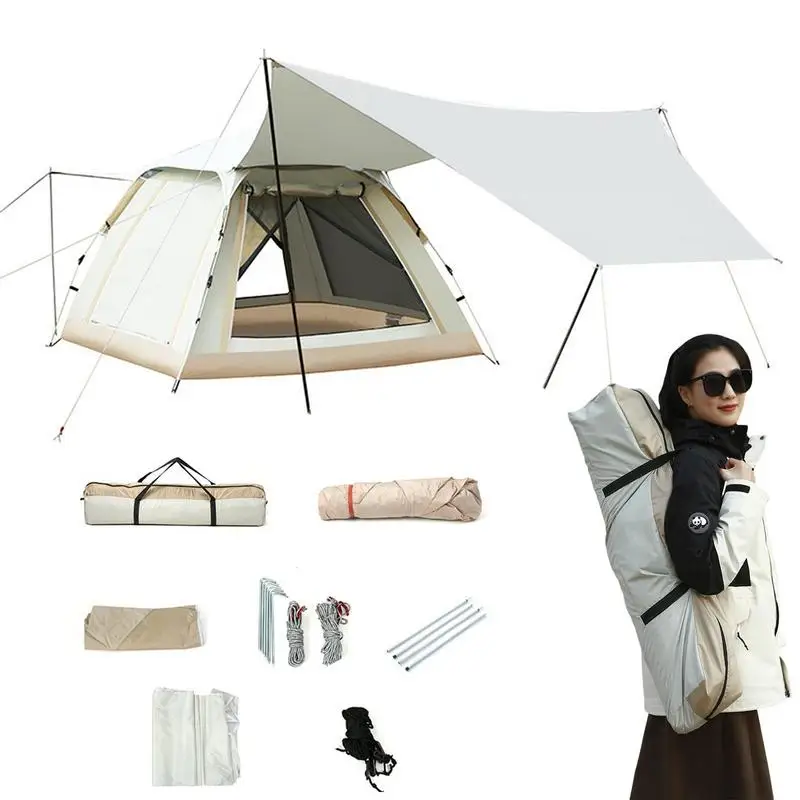 

Outdoor Camping Tent 2-in-1 Dome Family Sun Shade Waterproof Sun Shade Tent Lightweight Backyard Tent Automatic Outdoor Gear Eas