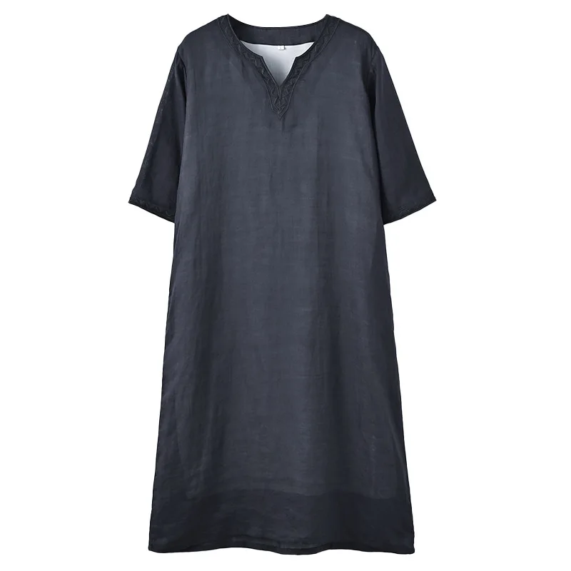 Loose Fit Women Dress Casual Vintage Embroidery Ramie Long Dresses Summer
Loose Fit Women Dress Casual Vintage Embroidery Ramie Long Dresses Summer