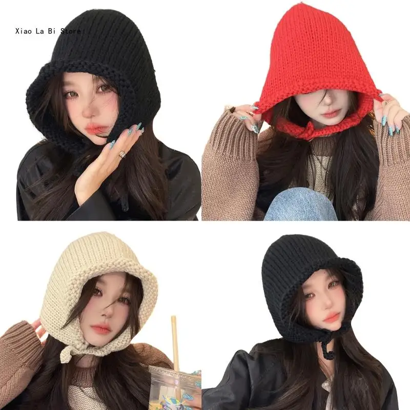 

Warm Ear Flap Hat for Teens Girl Neck Scarf Hat Cold Weather Beanie Hat InsStyle Handmade Crochet Hat Women Accessories XXFD