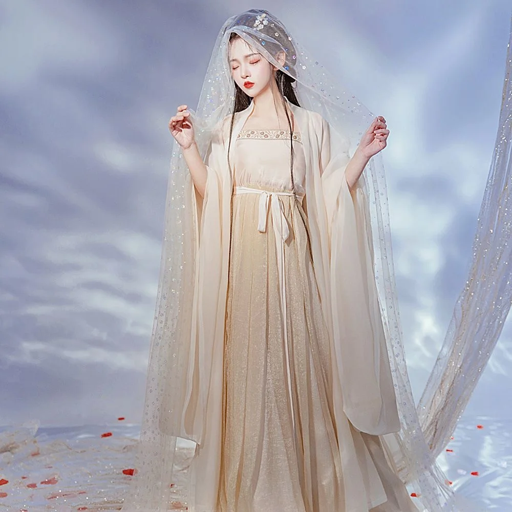

Han Hanfu Han Fu (Moon White Immortal) New Product Ke Zi Skirt Large Sleeve Shirt Tang Made Spring Fairy Ben Xian