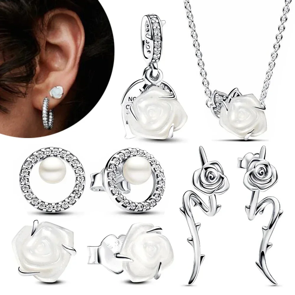 New 925 Sterling Silver Elegant Rose Pearl Series Set Earrings Necklace Charm Beads fit Original Design Women's Exquisite Gifts
New 925 Sterling Silver Elegant Rose Pearl Series Set Earrings Necklace Charm Beads fit Original Design Women's Exquisite Gifts