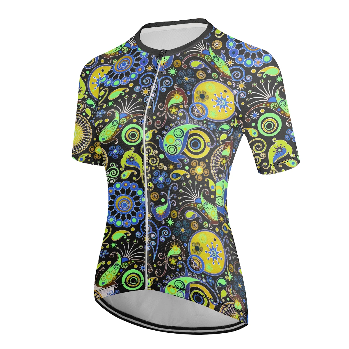 

Summer Cycling women's 3D printed colored floral Jersey reflective strip quick drying breathable cycling top sportswear clothing
