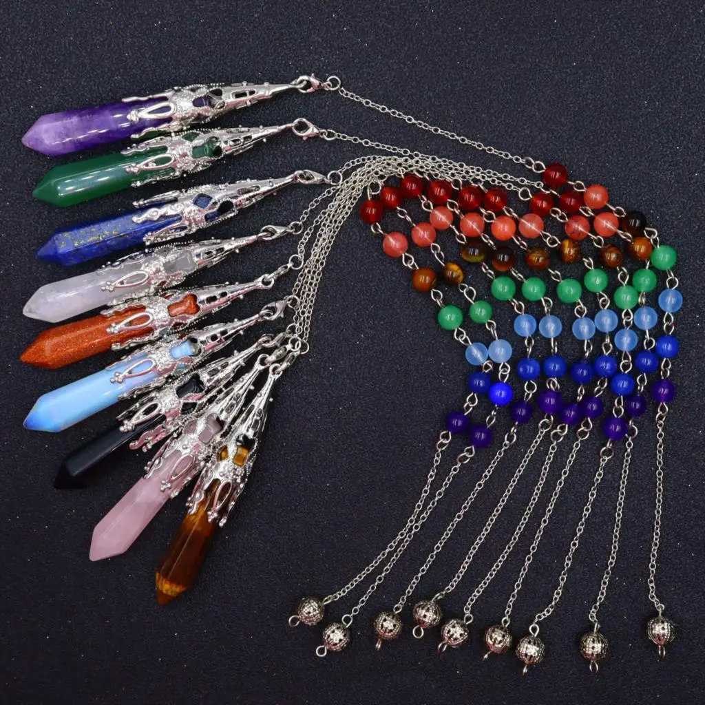 Quartz Stone Pendant Natural Hexagonal Column Pendulum Original Stone Seven-color Bead Pendant Necklace Women's Yoga Jewelry
Quartz Stone Pendant Natural Hexagonal Column Pendulum Original Stone Seven-color Bead Pendant Necklace Women's Yoga Jewelry