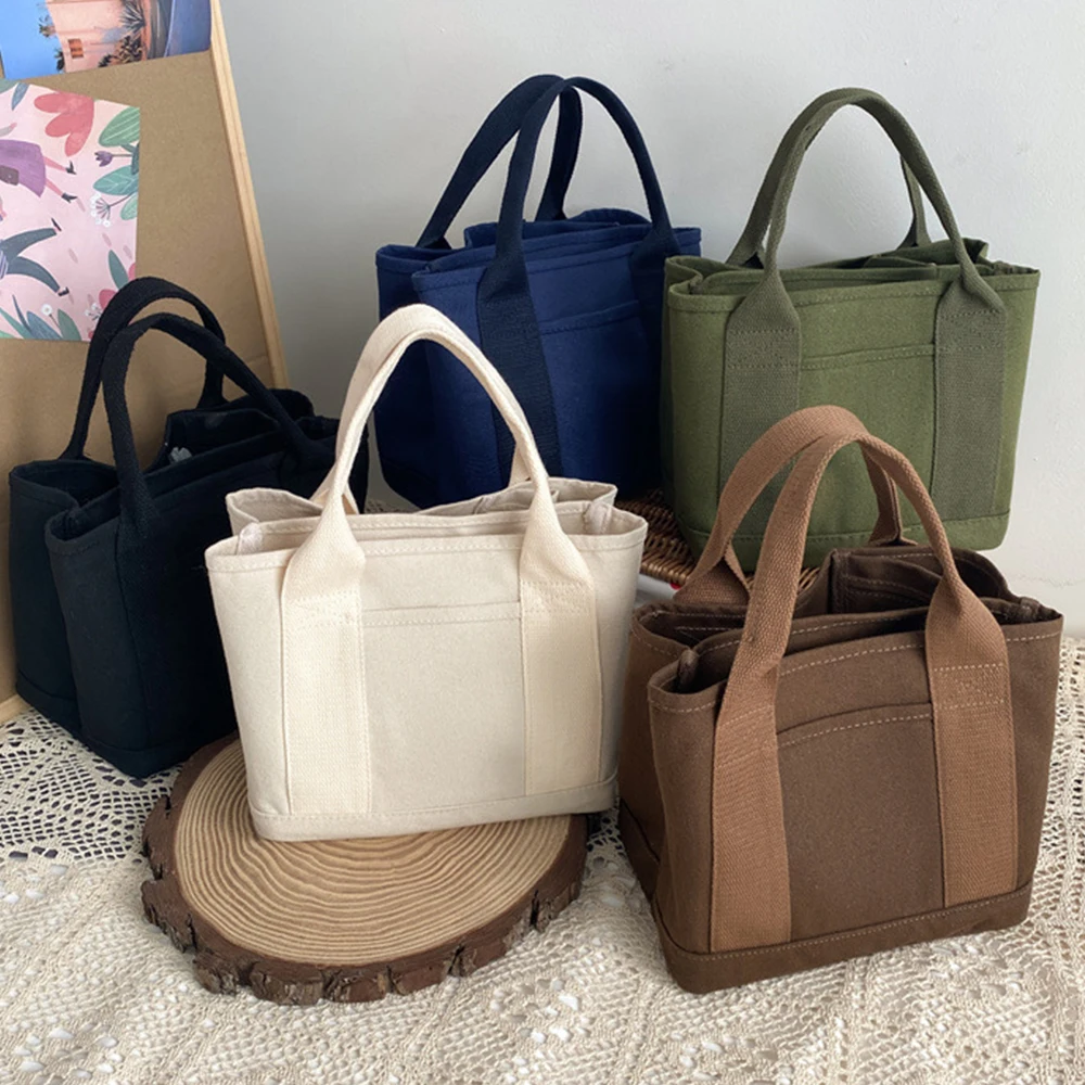 

Simple Canvas Tote Women Handbags Casual Small Bento Bags for Women 2022 Clutch Mini Shopper Purses Female Luxury Bags Mummy Bag