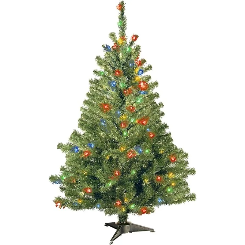 

National Tree Company Pre-Lit Artificial Medium Christmas Tree, Green, Kincaid Spruce, Multicolor Lights