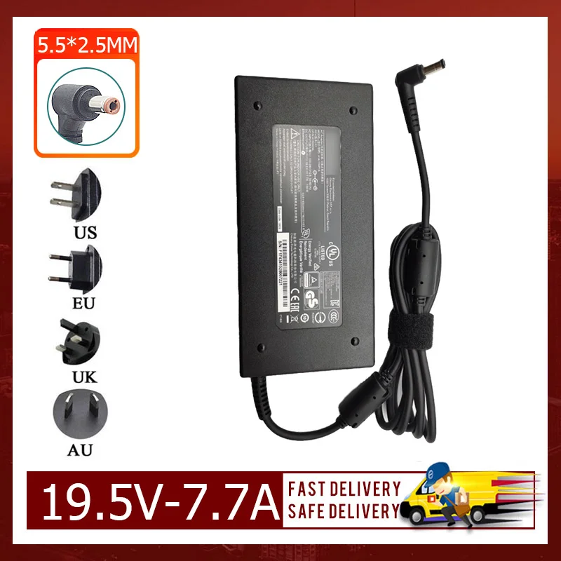 19.5V 7.7A 150W 5.5*2.5 AC Adapter For Clevo MSI Gaming P670RA P671RA P650RA A14-150P1A GL62 7RD GE72 Laptop charger
19.5V 7.7A 150W 5.5*2.5 AC Adapter For Clevo MSI Gaming P670RA P671RA P650RA A14-150P1A GL62 7RD GE72 Laptop charger
